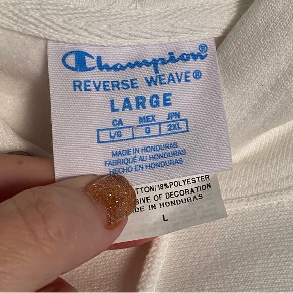 Champion Womens Size Large Reverse Weave Cropped Sweatshirt L solid white EUC - Picture 7 of 7